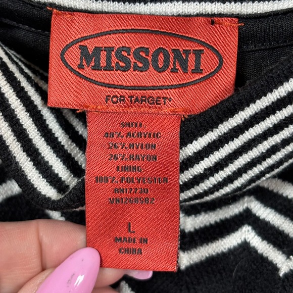 Missoni x Target Sweater Tank Dress Sz L Black & White Chevron Lightweight Retro - Picture 4 of 10